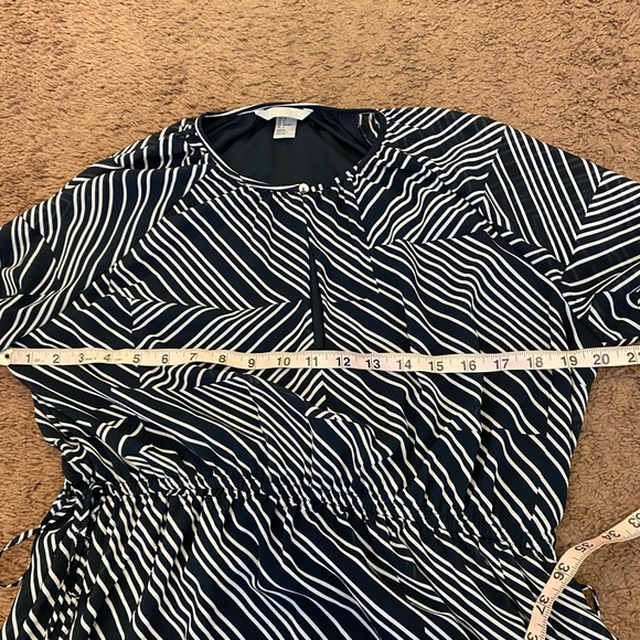 2 FOR $20 H&M Blue White MIDI Dress Asymmetrical Tie Waist Size M 8 - Picture 7 of 8